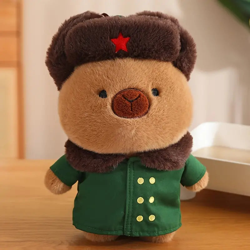 MilegiToy Military Coat Capybara Doll Throw Pillow Plush Doll