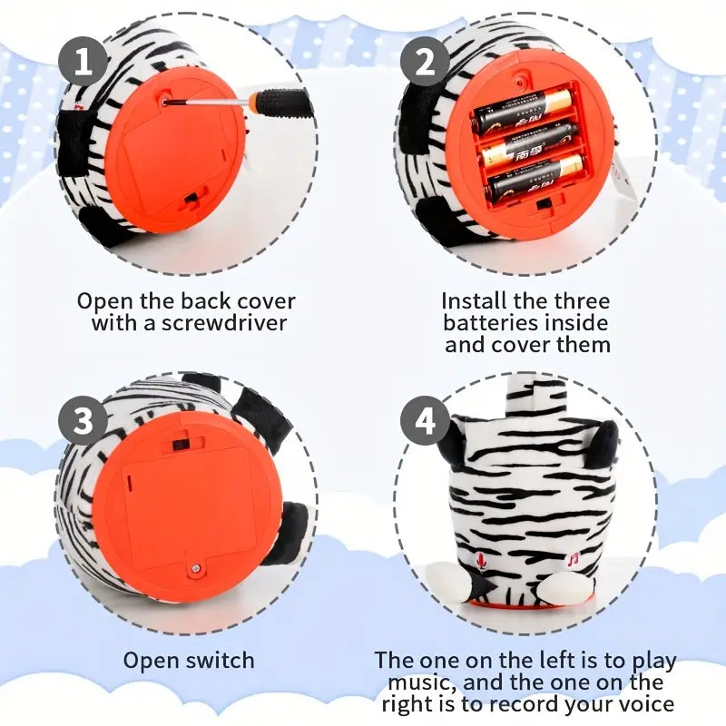 MilegiToy Zebra Electric Plush Toy Halloween Christmas Easter Gift Doll Decoration Can Learn To Talk And Sing Electric Plush Toy (without Batteries)