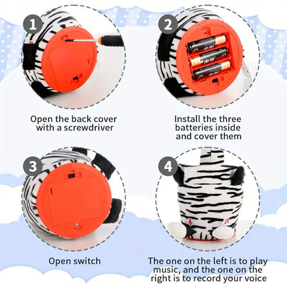 MilegiToy Zebra Electric Plush Toy Halloween Christmas Easter Gift Doll Decoration Can Learn To Talk And Sing Electric Plush Toy (without Batteries)