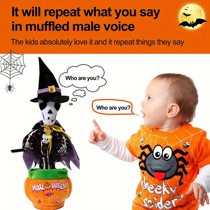 MilegiToy Singing Recording Lighting Dancing Skull Plush Toy(Without Batteries)