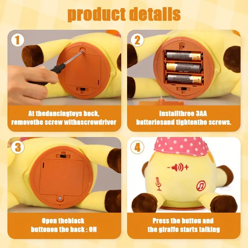 MilegiToy Cute Giraffe Can Sing And Learn To Talk Electric Stuffed Animal Funny Toy  (no Batteries)