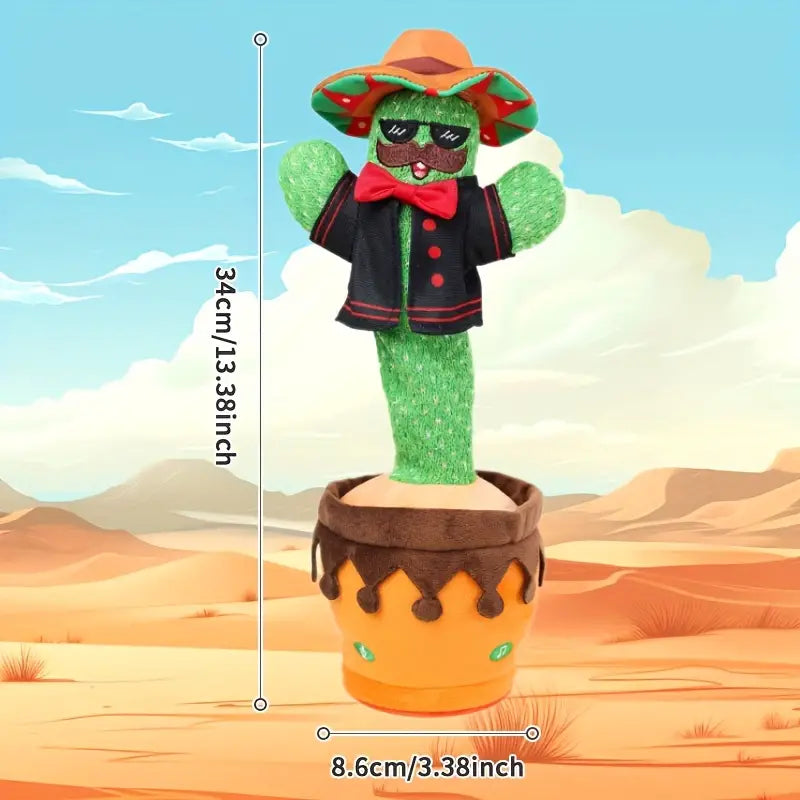 MilegiToy Bow Tie Cactus Electric Plush Toy Can Play Music Learning To Talk Electric Plush Toy Doll (without Batteries)