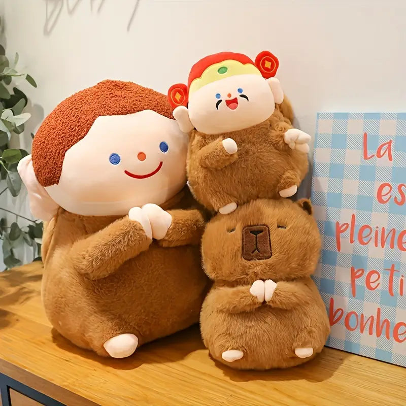 MilegiToy Kapibala God of wealth doll Kapibala head set Tathagata Buddha God of wealth figure capybara plush toy