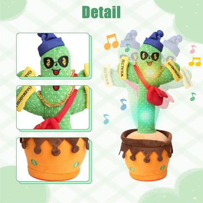 MilegiToy Dancing Cactus Toy, Talking Cactus Mimicking Repeating What You Say Singing