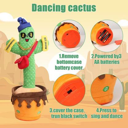 MilegiToy Dancing Cactus Toy, Talking Cactus Mimicking Repeating What You Say Singing