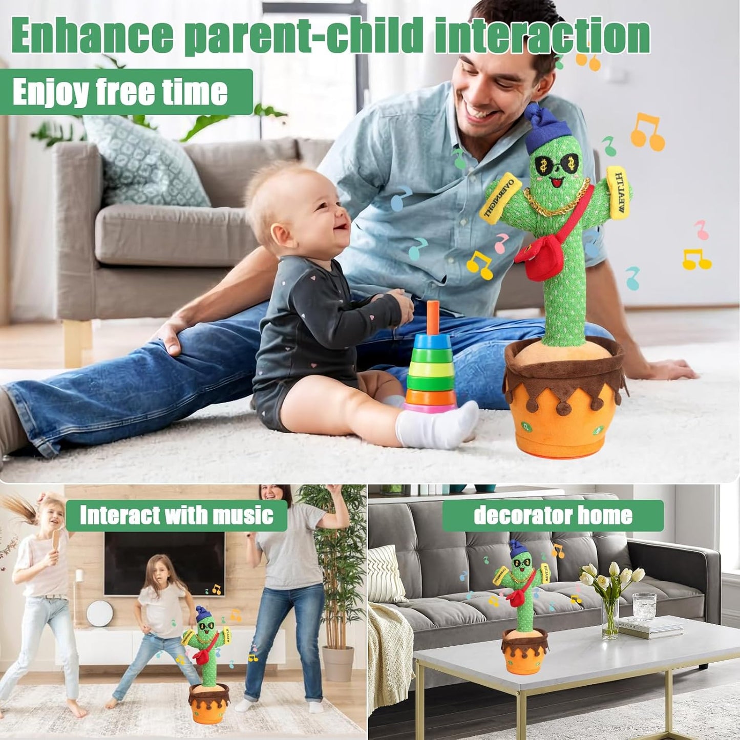 MilegiToy Dancing Cactus Toy, Talking Cactus Mimicking Repeating What You Say Singing