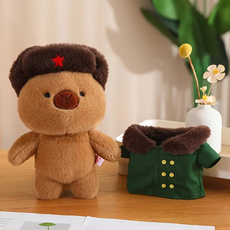 MilegiToy Military Coat Capybara Doll Throw Pillow Plush Doll