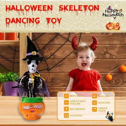 MilegiToy Singing Recording Lighting Dancing Skull Plush Toy(Without Batteries)
