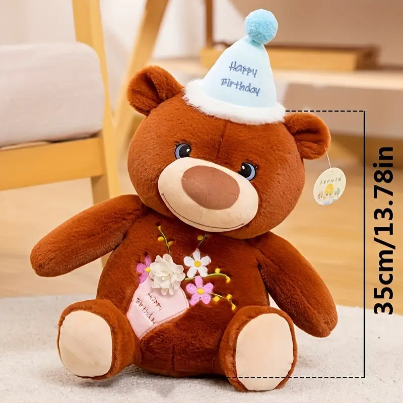MilegiToy Fluffy Cute Sitting Posture Bear Plush Toy Doll Ornament Doll Throw Pillow
