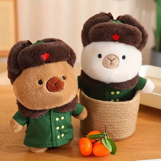 MilegiToy Military Coat Capybara Doll Throw Pillow Plush Doll