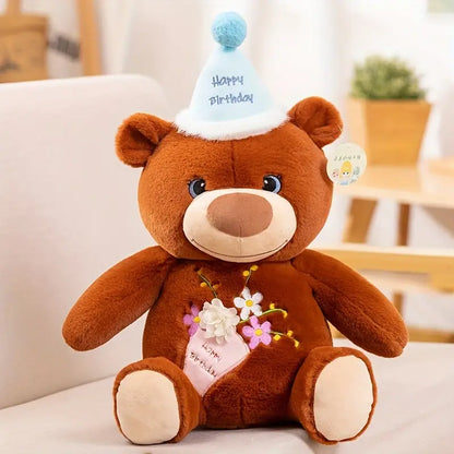 MilegiToy Fluffy Cute Sitting Posture Bear Plush Toy Doll Ornament Doll Throw Pillow
