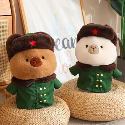 MilegiToy Military Coat Capybara Doll Throw Pillow Plush Doll