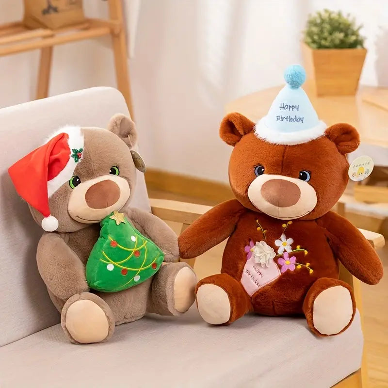 MilegiToy Fluffy Cute Sitting Posture Bear Plush Toy Doll Ornament Doll Throw Pillow